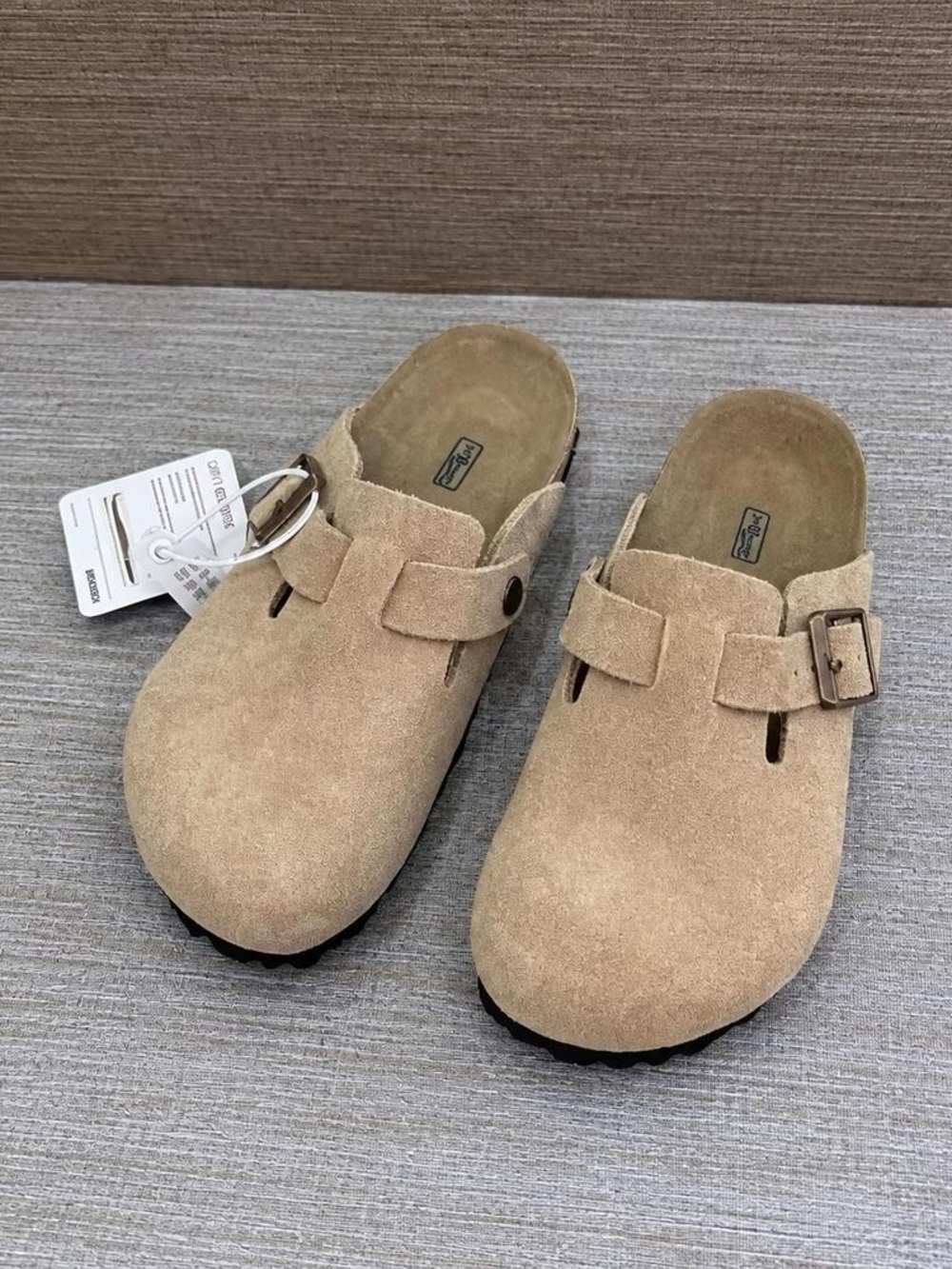 Birkenstock Suede Clogs in Beige